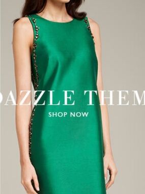 LK Bennett Emerald Green Sleeveless Shift Dress with Side Embellishment